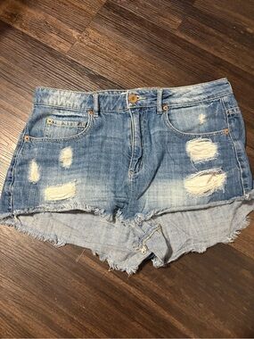 Garage Light Blue Distressed Denim Cutoff Shorts